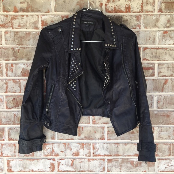 blanc noir Jackets & Blazers - Blanc Noir Vegan Leather Studded Moto Jacket S